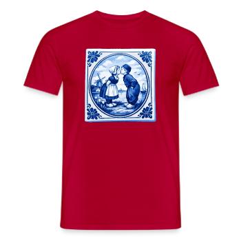 Delft Love Kiss in Blue - T-shirt homme - rouge - Devant - AI Model Male 178 dark (178cm)