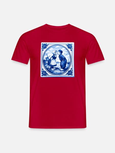 Delft Love Kiss in Blau - Männer T-Shirt - Rot
