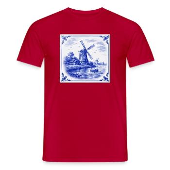 Delft Windmill by the Lake - Men's T-Shirt - red - Front - AI Model Male 178 dark (178cm)