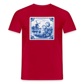 Tulipes et moulin à vent de Delft - T-shirt homme - rouge - Devant - AI Model Male 178 dark (178cm)