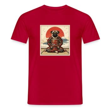 Samurai Mopshund Krieger Japanisches Kunstdesign - Männer T-Shirt - Rot - Vorne - AI Model Male 178 dark (178cm)