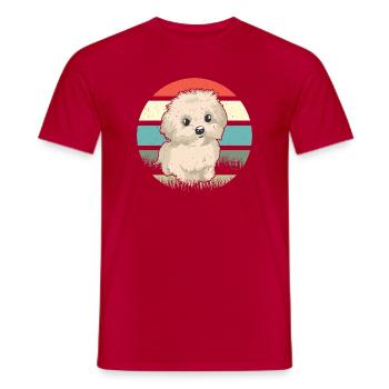 Chien rétro maltais - T-shirt homme - rouge - Devant - AI Model Male 178 dark (178cm)