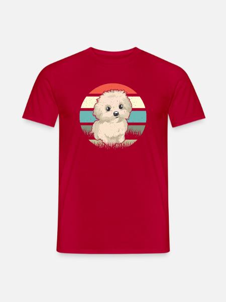 Chien rétro maltais - T-shirt homme - rouge