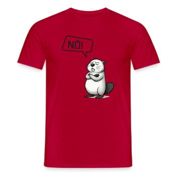 NÖ! Biber Motiv - Nein Sager Geschenkidee - Männer T-Shirt - Rot - Vorne - AI Model Male 178 dark (178cm)