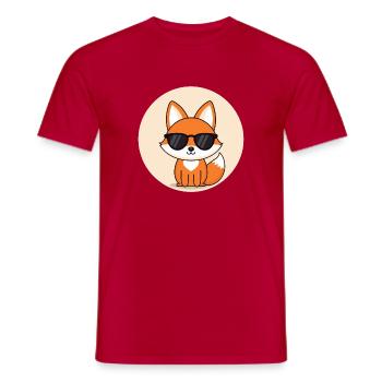 Fox badge in black glasses - Men's T-Shirt - red - Front - AI Model Male 178 dark (178cm)