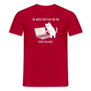 Code cat explains tasks - Men's T-Shirt - red - Front - AI Model Male 178 dark (178cm)