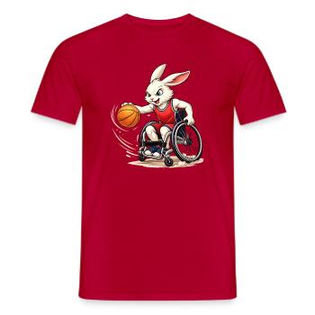 Rollstuhl Basketball Hase Sport Fun Design  - Männer T-Shirt - Rot - Vorne - AI Model Male 178 dark (178cm)
