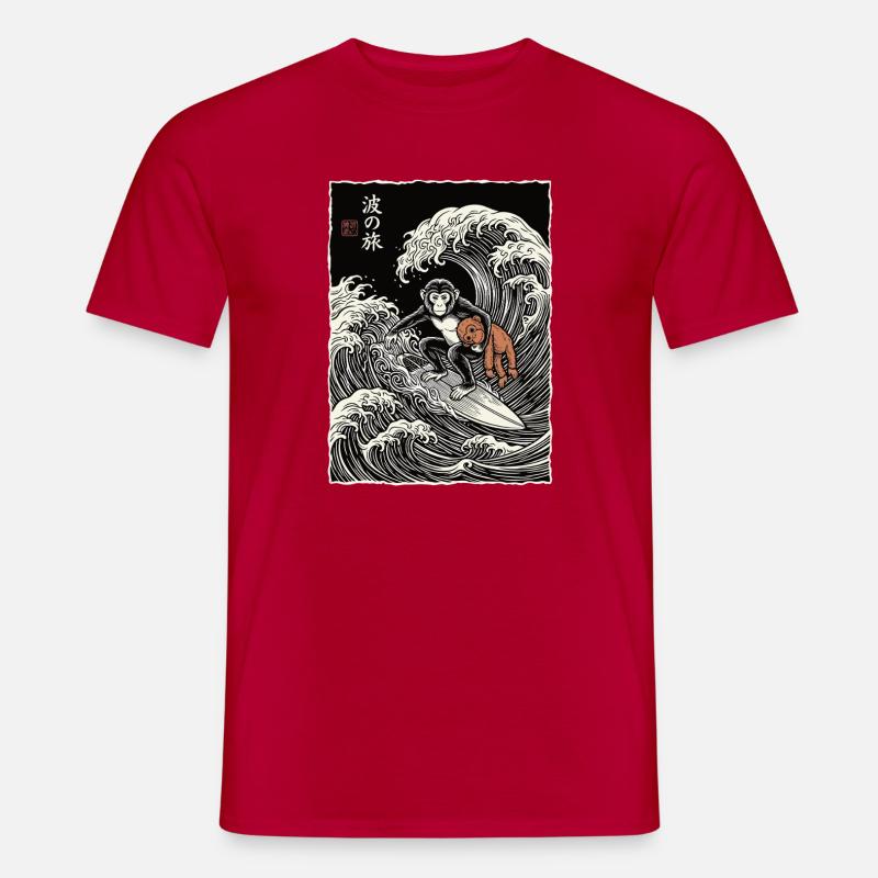 Ukiyo-e Baby Monkey Punch - Männer T-Shirt - Rot