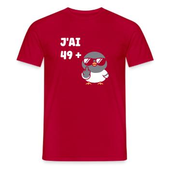 J'ai 49+ attitude - T-shirt homme - rouge - Devant - AI Model Male 178 dark (178cm)