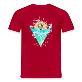 Sun circle surfers on the wave - Men's T-Shirt - red - Front - AI Model Male 178 dark (178cm)