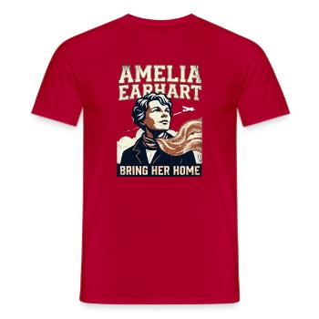 Amelia Earhart – Bring Her Home - Men's T-Shirt - red - Front - AI Model Male 178 dark (178cm)