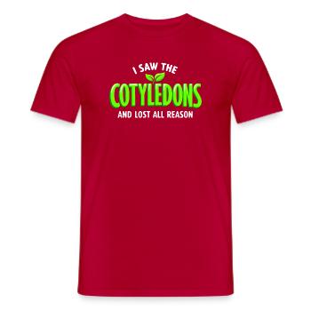 Cotylédons vus | Humour sur les micro-pousses - T-shirt homme - rouge - Devant - AI Model Male 178 dark (178cm)