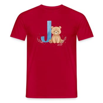 J und Teddy Bär Aquarell-Design - Männer T-Shirt - Rot - Vorne - AI Model Male 178 dark (178cm)