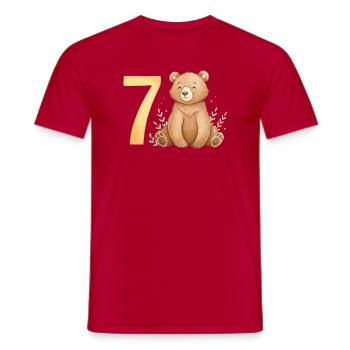 Wasserfarbener Bär mit Sieben - Männer T-Shirt - Rot - Vorne - AI Model Male 178 dark (178cm)