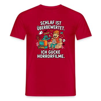 Schlaf ist überbewertet Horror Filme - Männer T-Shirt - Rot - Vorne - AI Model Male 178 dark (178cm)