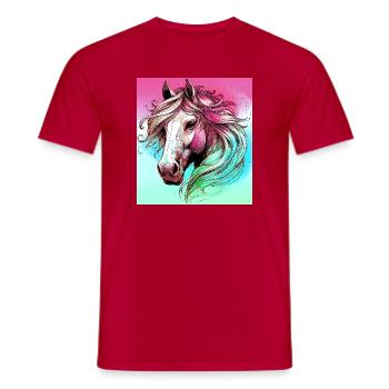 horse - Men's T-Shirt - red - Front - AI Model Male 178 dark (178cm)