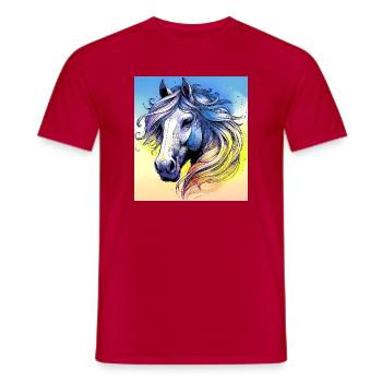 horse - Men's T-Shirt - red - Front - AI Model Male 178 dark (178cm)