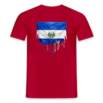 El Salvador Flagge Tropfenkunst - Männer T-Shirt - Rot - Vorne - AI Model Male 178 dark (178cm)