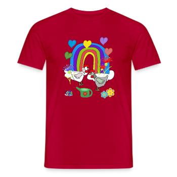 Kinder Fantasy Regenbogen Blumen Hühner  - Männer T-Shirt - Rot - Vorne - AI Model Male 178 dark (178cm)