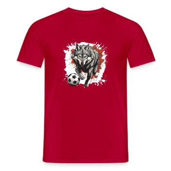 Wolf Fussball Team - Männer T-Shirt - Rot - Vorne - AI Model Male 178 dark (178cm)
