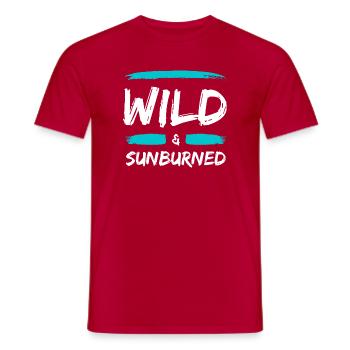 Wild & Sunburned Brush Text - Men's T-Shirt - red - Front - AI Model Male 178 dark (178cm)