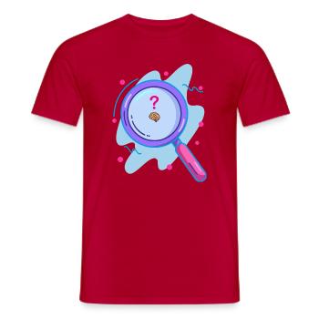 Searching for the brain with a magnifying glass - Men's T-Shirt - red - Front - AI Model Male 178 dark (178cm)