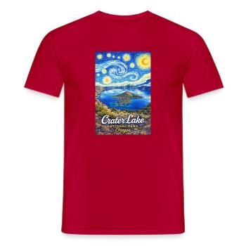Parc national de Crater Lake, Oregon Starry Night - T-shirt homme - rouge - Devant - AI Model Male 178 dark (178cm)