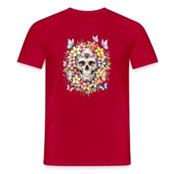 Plumeria Skull Flower - Men's T-Shirt - red - Front - AI Model Male 178 dark (178cm)