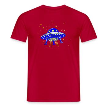 UFO – Visit from another galaxy - Men's T-Shirt - red - Front - AI Model Male 178 dark (178cm)