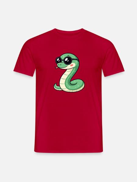 Süße Glam-Schlange mit dunkler Brille - Männer T-Shirt - Rot