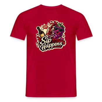 Sip Happens Grapes Comic - Men's T-Shirt - red - Front - AI Model Male 178 dark (178cm)