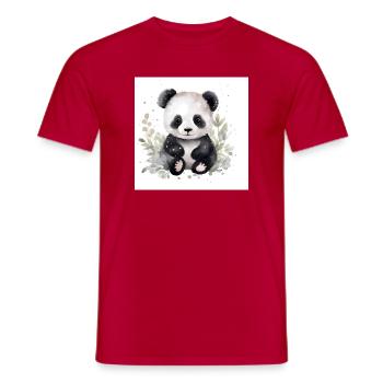 Panda Kuschelfreund im Aquarell - Männer T-Shirt - Rot - Vorne - AI Model Male 178 dark (178cm)