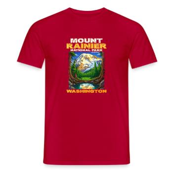 Parc national du Mont Rainier, Washington - T-shirt homme - rouge - Devant - AI Model Male 178 dark (178cm)