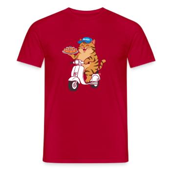 Livraison de sushi chat en scooter - T-shirt homme - rouge - Devant - AI Model Male 178 dark (178cm)