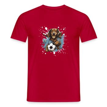 Teckel Chien Teckel Football Sports - T-shirt homme - rouge - Devant - AI Model Male 178 dark (178cm)