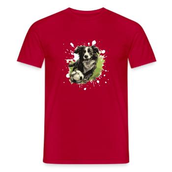 Border Collie Chien Football Sport - T-shirt homme - rouge - Devant - AI Model Male 178 dark (178cm)