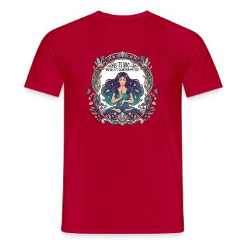 Vielleicht ist es Woo-Woo, vielleicht ist es Quantenphysik-Frau - Männer T-Shirt - Rot - Vorne - AI Model Male 178 dark (178cm)