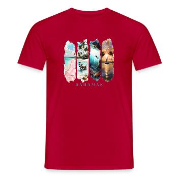 Bahamas Design – Beach & Sea Holiday Motif - Men's T-Shirt - red - Front - AI Model Male 178 dark (178cm)