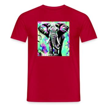 éléphant - T-shirt homme - rouge - Devant - AI Model Male 178 dark (178cm)
