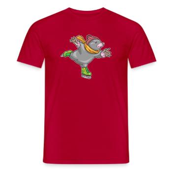 Maulwurf Eislaufen Schlittschuhe Wintersport - Men's T-Shirt - red - Front - AI Model Male 178 dark (178cm)