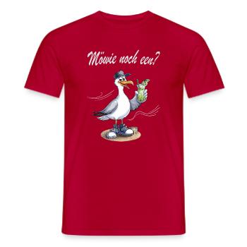 Möwe  Möwie noch een Nordsee Humor Plattdeutsch - Männer T-Shirt - Rot - Vorne - AI Model Male 178 dark (178cm)