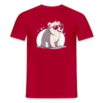 Schicker Eisbär mit Brille - Männer T-Shirt - Rot - Vorne - AI Model Male 178 dark (178cm)
