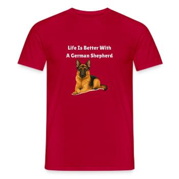 La vie est meilleure avec le berger allemand - T-shirt homme - rouge - Devant - AI Model Male 178 dark (178cm)