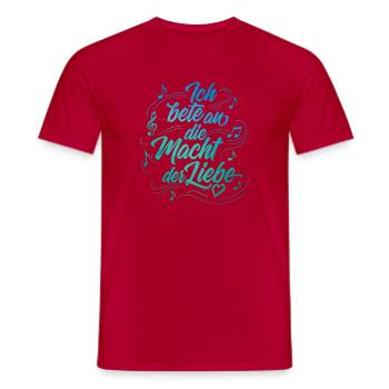Ich bete an die Macht der Liebe - Lettering - Männer T-Shirt - Rot - Vorne - AI Model Male 178 dark (178cm)