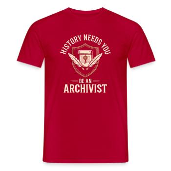 Be an Archivist: History Needs You - Men's T-Shirt - red - Front - AI Model Male 178 dark (178cm)