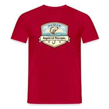 Angeln ist Therapie Logo - Männer T-Shirt - Rot - Vorne - AI Model Male 178 dark (178cm)