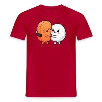 Câlin à Sushi Riz au saumon Cuisine japonaise Câlin à Sushi - T-shirt homme - rouge - Devant - AI Model Male 178 dark (178cm)