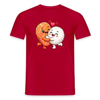 Câlin à Sushi Riz au saumon Cuisine japonaise Câlin à Sushi - T-shirt homme - rouge - Devant - AI Model Male 178 dark (178cm)