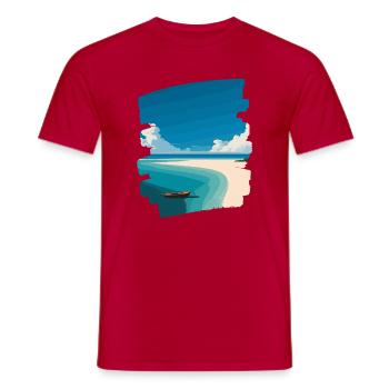 Beach Sea Palm Trees - Men's T-Shirt - red - Front - AI Model Male 178 dark (178cm)