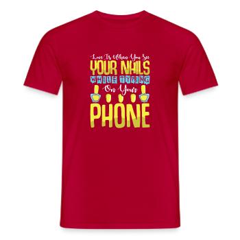 Nail Designer Nail Designer Cosmetics Nail Salon - Men's T-Shirt - red - Front - AI Model Male 178 dark (178cm)
